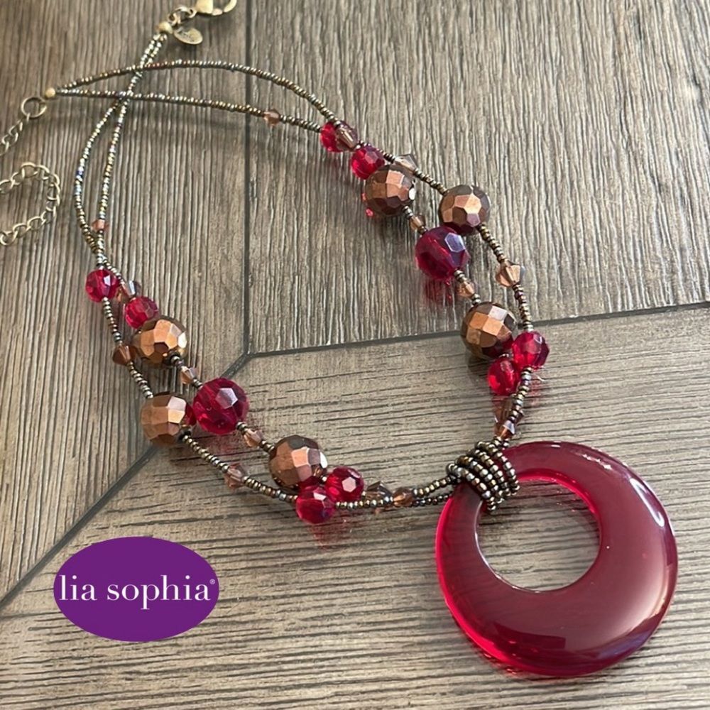 Lia Sophia Cinnabar Necklace Red & Copper Colors